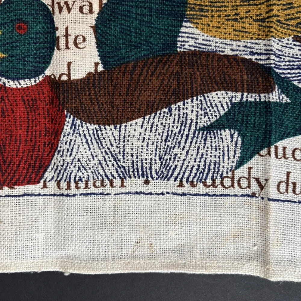 Vintage‎ Lois Long for Kay Dee Linen Tea Towel Ducks Birds Waterfowl Names